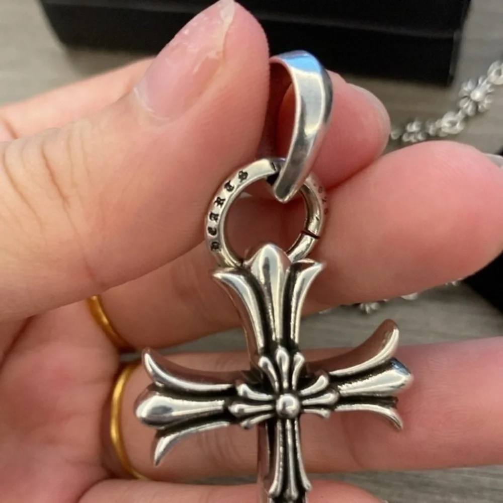 Chrome Hearts Silver Cross Pendant Necklace